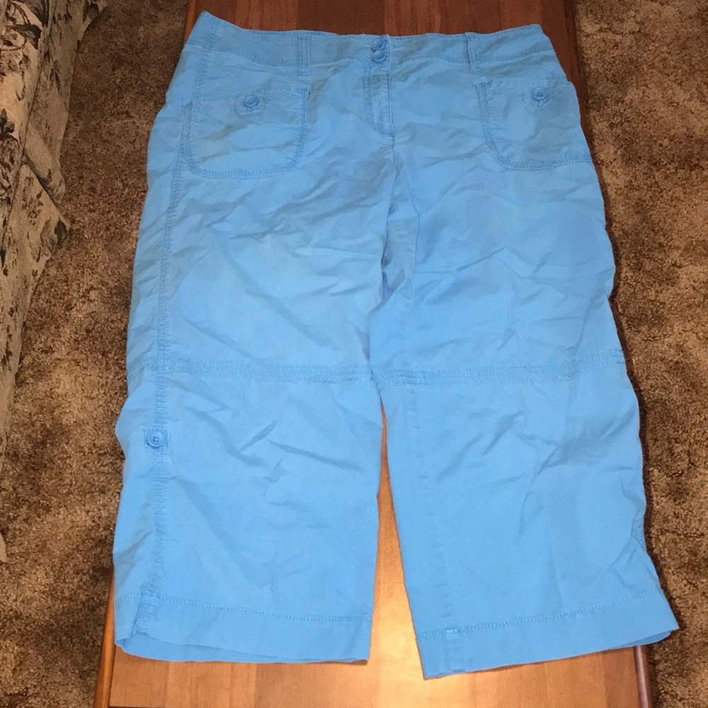 Liz & Co. Turquoise Cotton Capris Size 14